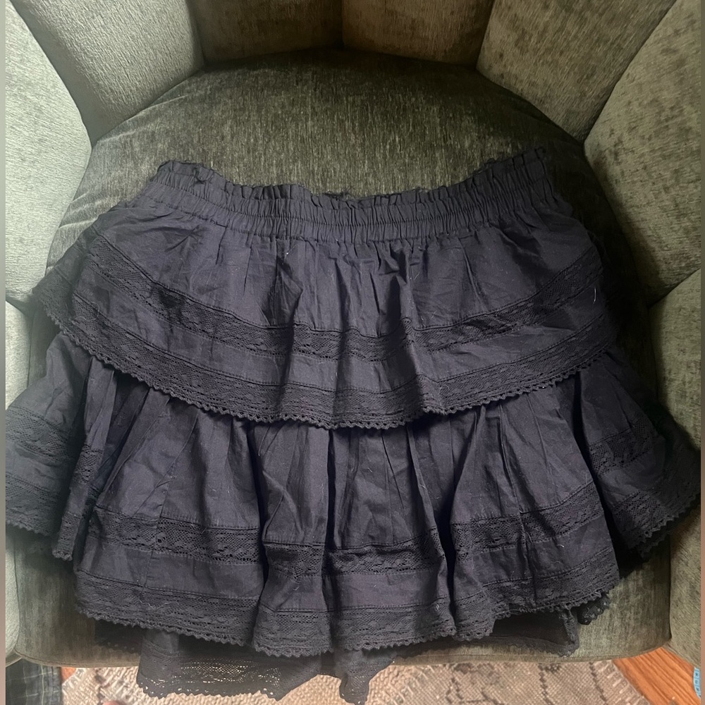 Love shack fancy Black Tiered Skirt